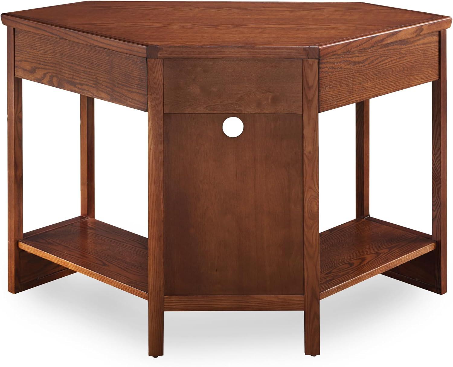 imageLeick Home 89430 Rustic Oak and Slate Corner Computer Writing Desk with Drop Front Keyboard Drawer Distressed Rustic Autumn