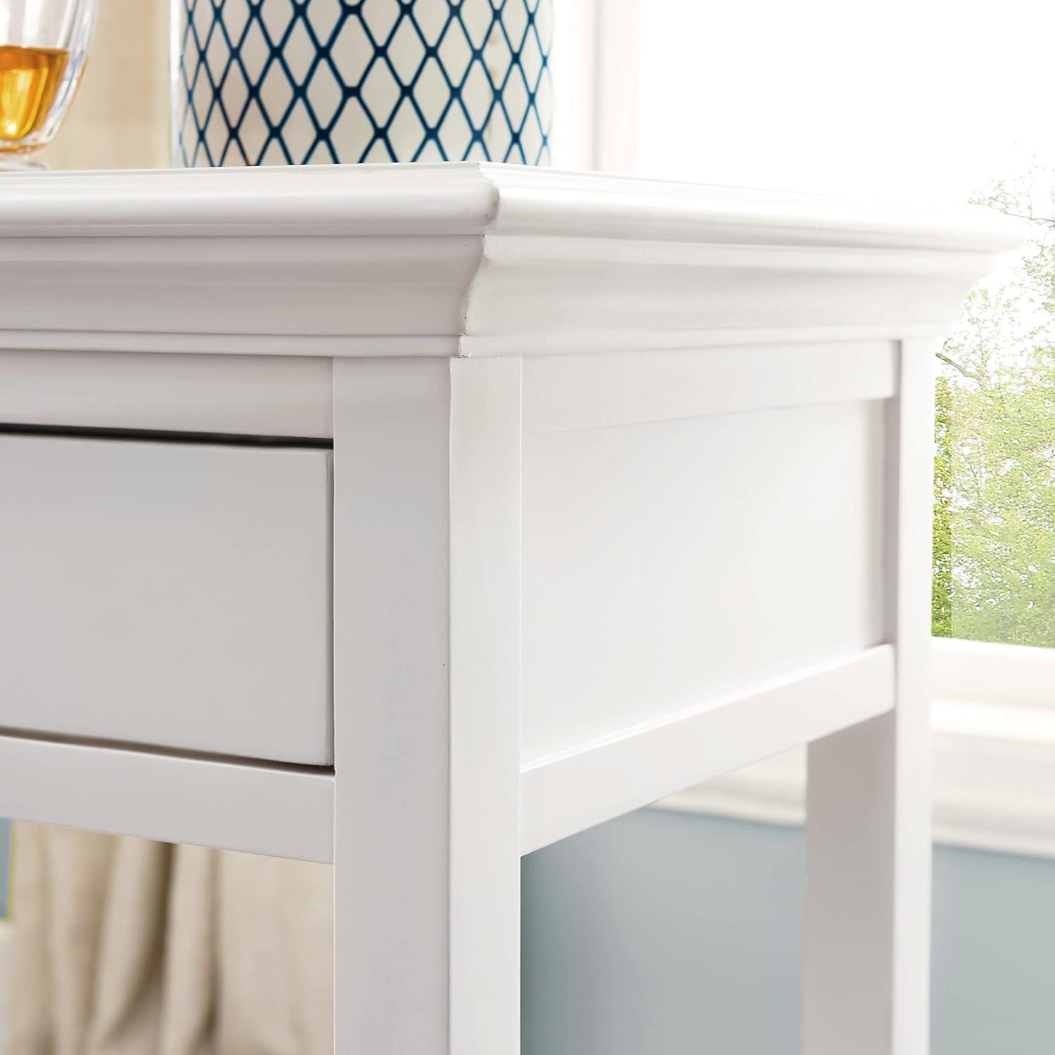 imageLeick Home 9070WT Assembled Basket Shelf One Drawer Nightstand Side Table with Top ACUSB Outlet White