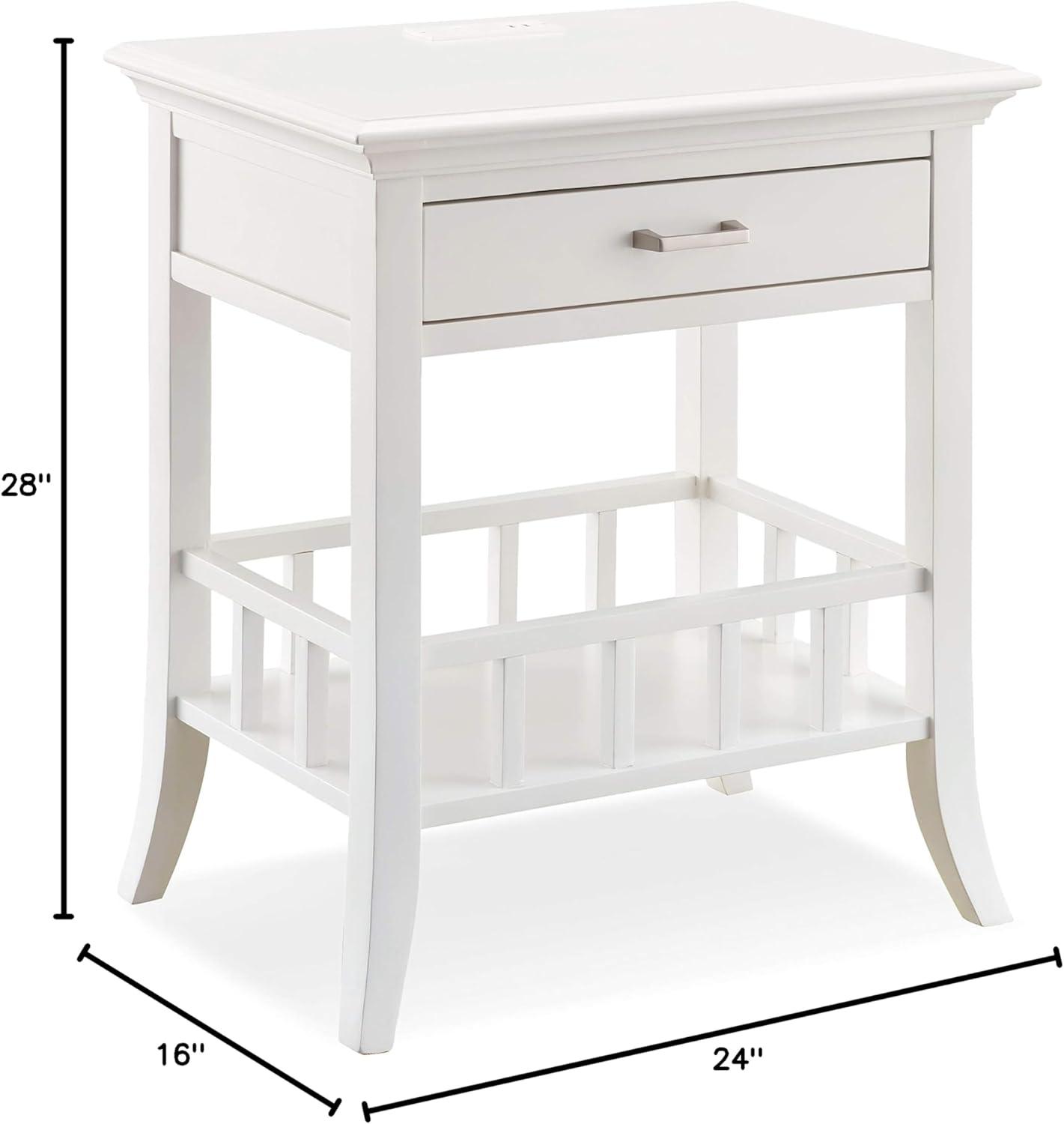 imageLeick Home 9070WT Assembled Basket Shelf One Drawer Nightstand Side Table with Top ACUSB Outlet White
