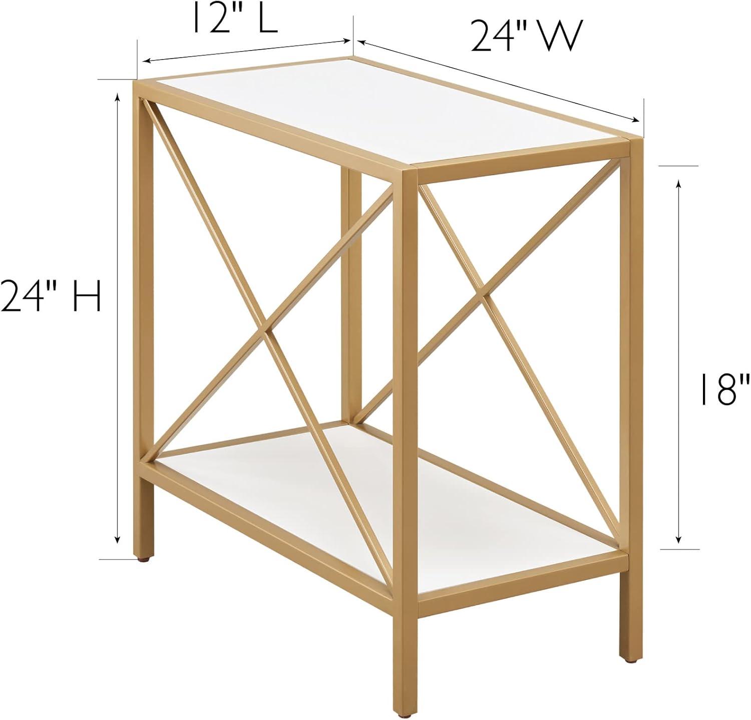 imageLeick Home 9217WTGL Claudette Mixed Metal and Wood Narrow End Table WhiteGoldWhiteGold