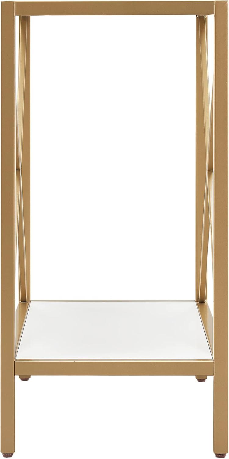 imageLeick Home 9217WTGL Claudette Mixed Metal and Wood Narrow End Table WhiteGoldWhiteGold