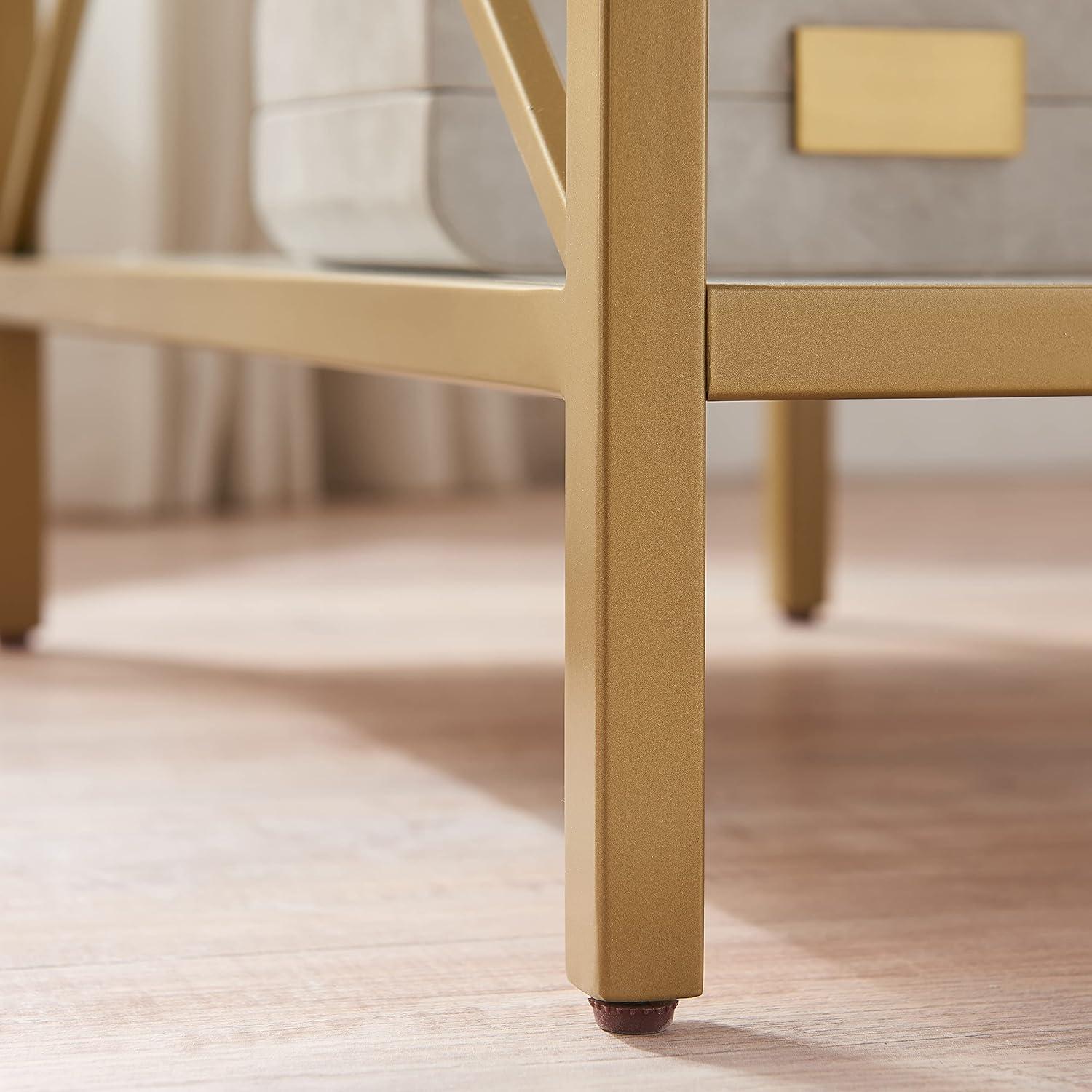 imageLeick Home 9217WTGL Claudette Mixed Metal and Wood Narrow End Table WhiteGoldWhiteGold