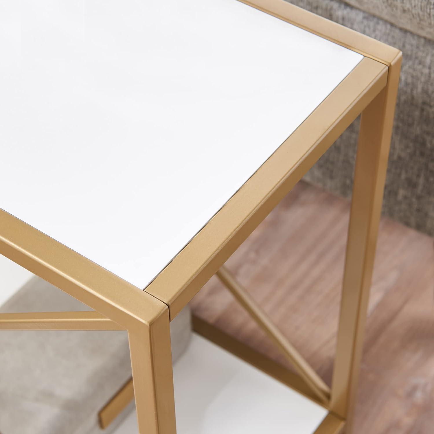 imageLeick Home 9217WTGL Claudette Mixed Metal and Wood Narrow End Table WhiteGoldWhiteGold