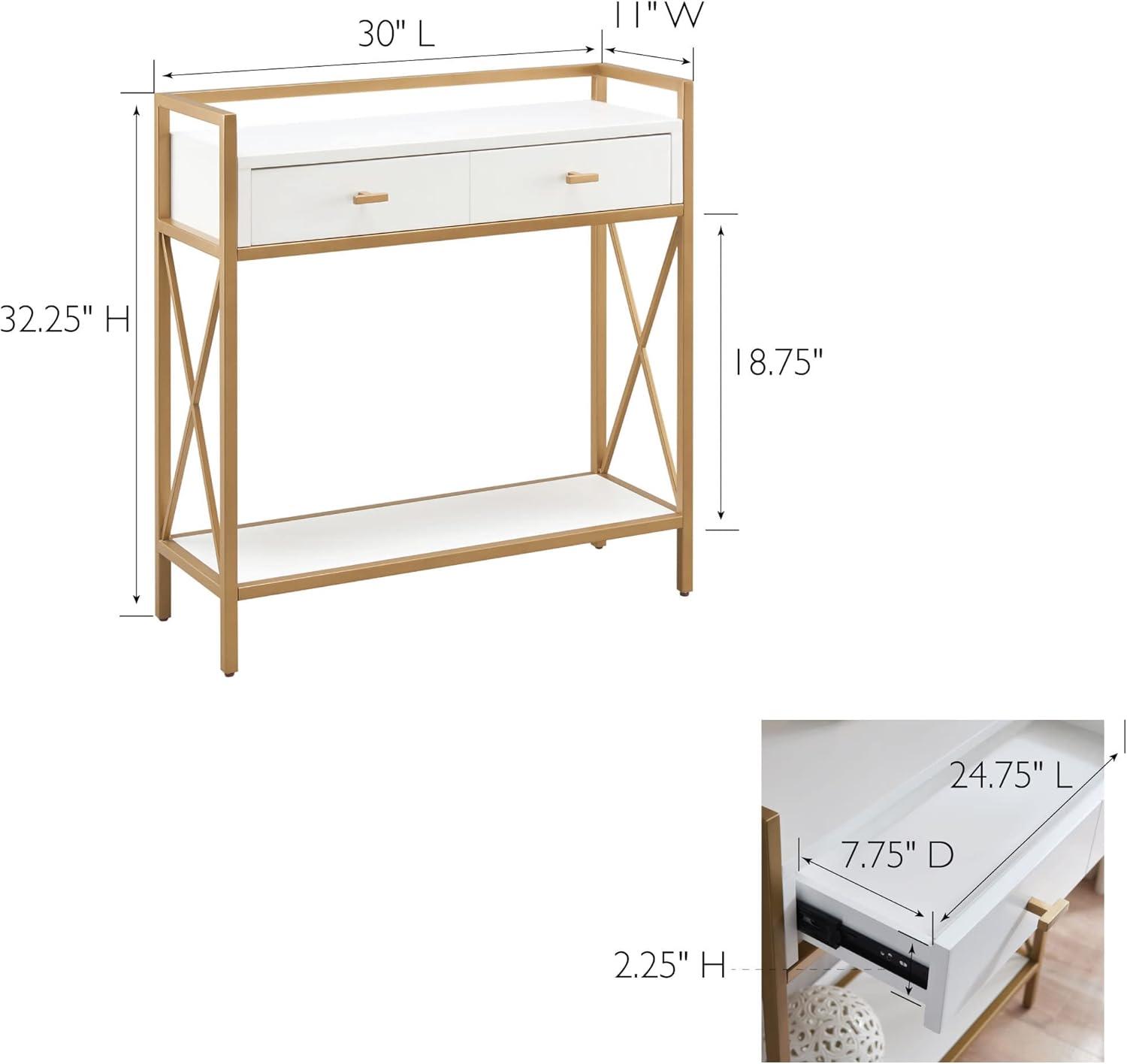 imageLeick Home 9231WTGL Claudette Mixed Metal and Wood Hall Stand WhiteGold