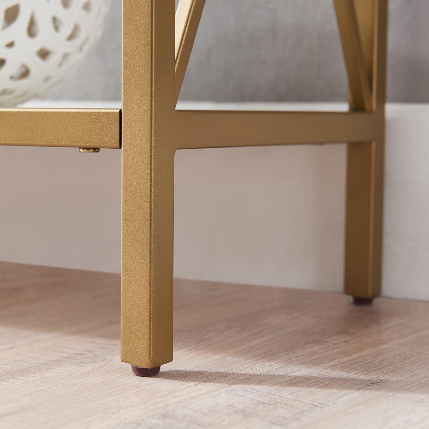 imageLeick Home 9231WTGL Claudette Mixed Metal and Wood Hall Stand WhiteGold