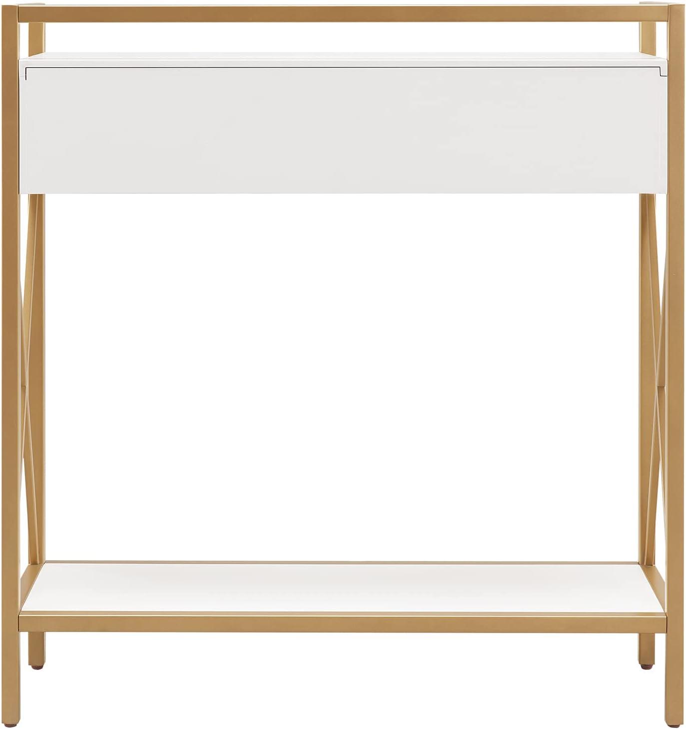 imageLeick Home 9231WTGL Claudette Mixed Metal and Wood Hall Stand WhiteGold