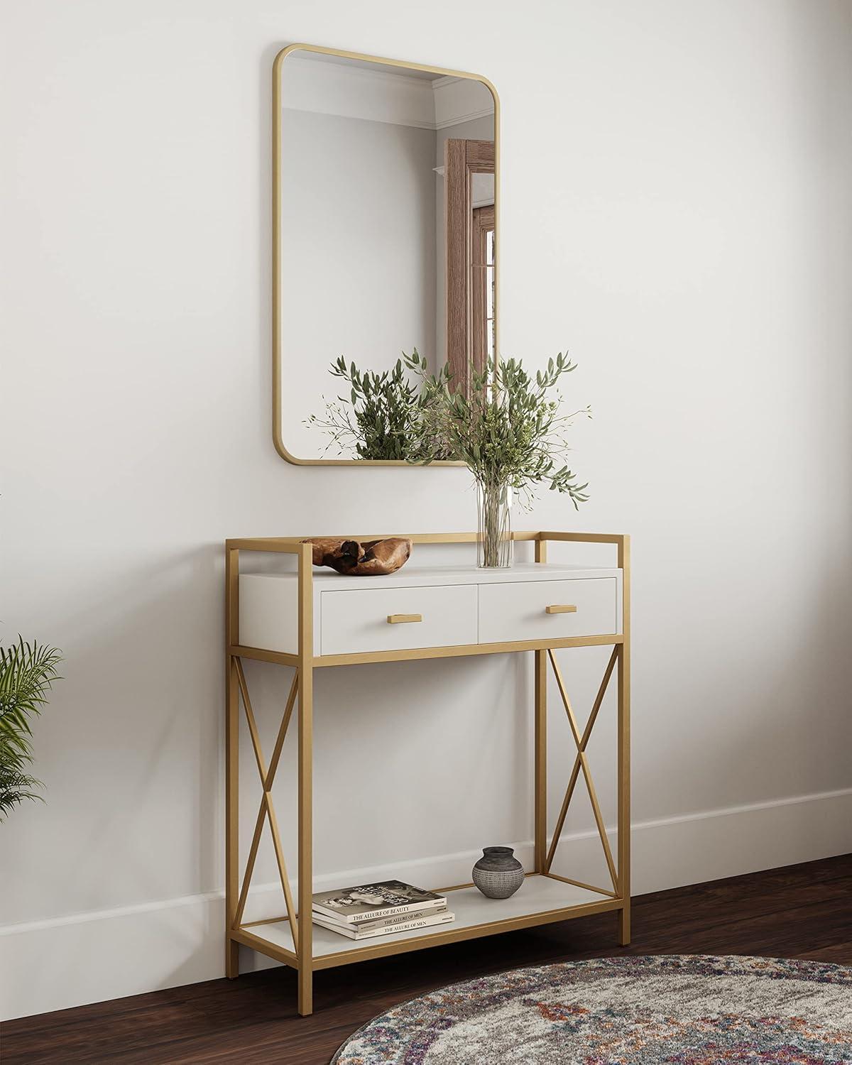 imageLeick Home 9231WTGL Claudette Mixed Metal and Wood Hall Stand WhiteGold