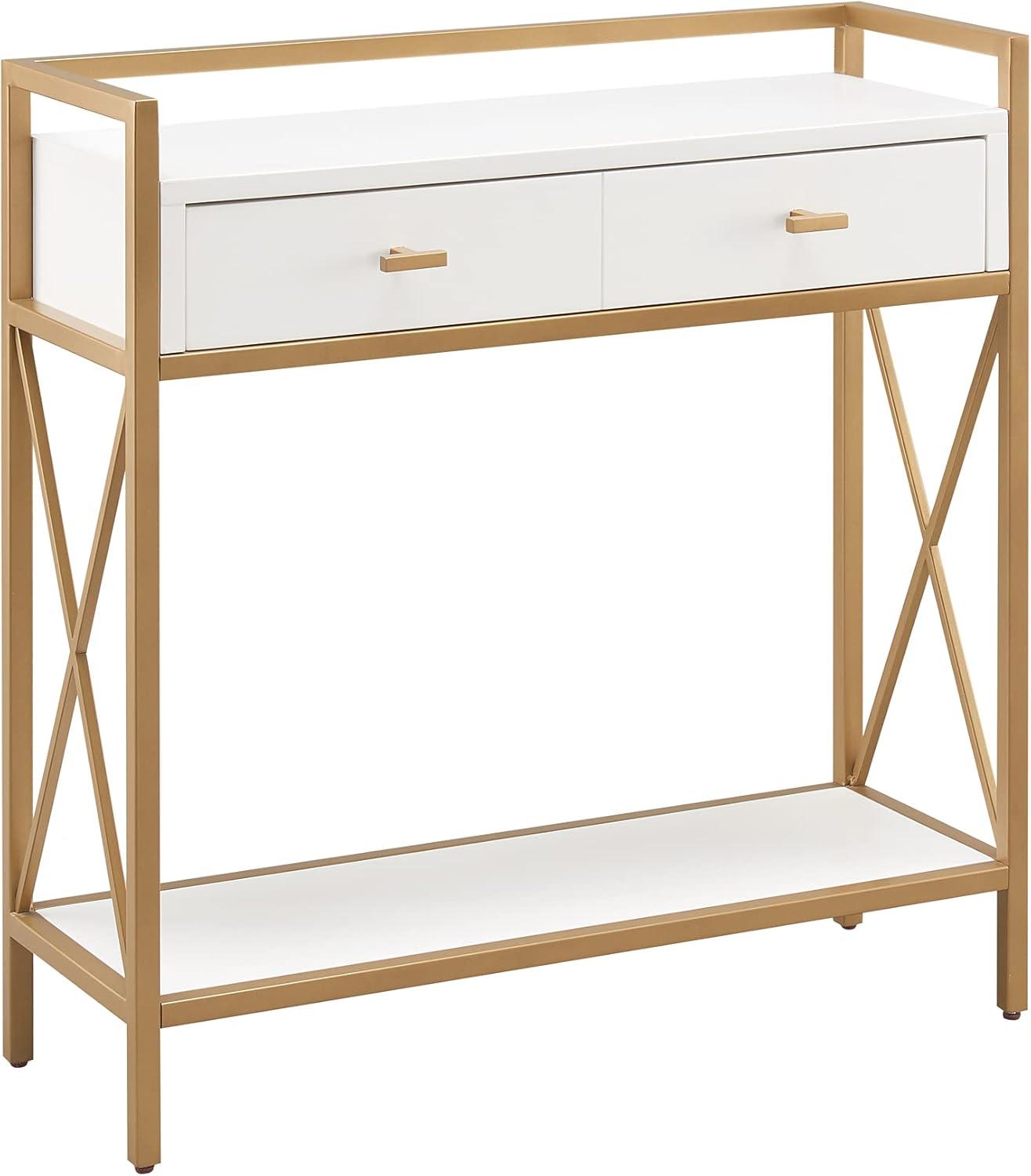 imageLeick Home 9231WTGL Claudette Mixed Metal and Wood Hall Stand WhiteGold
