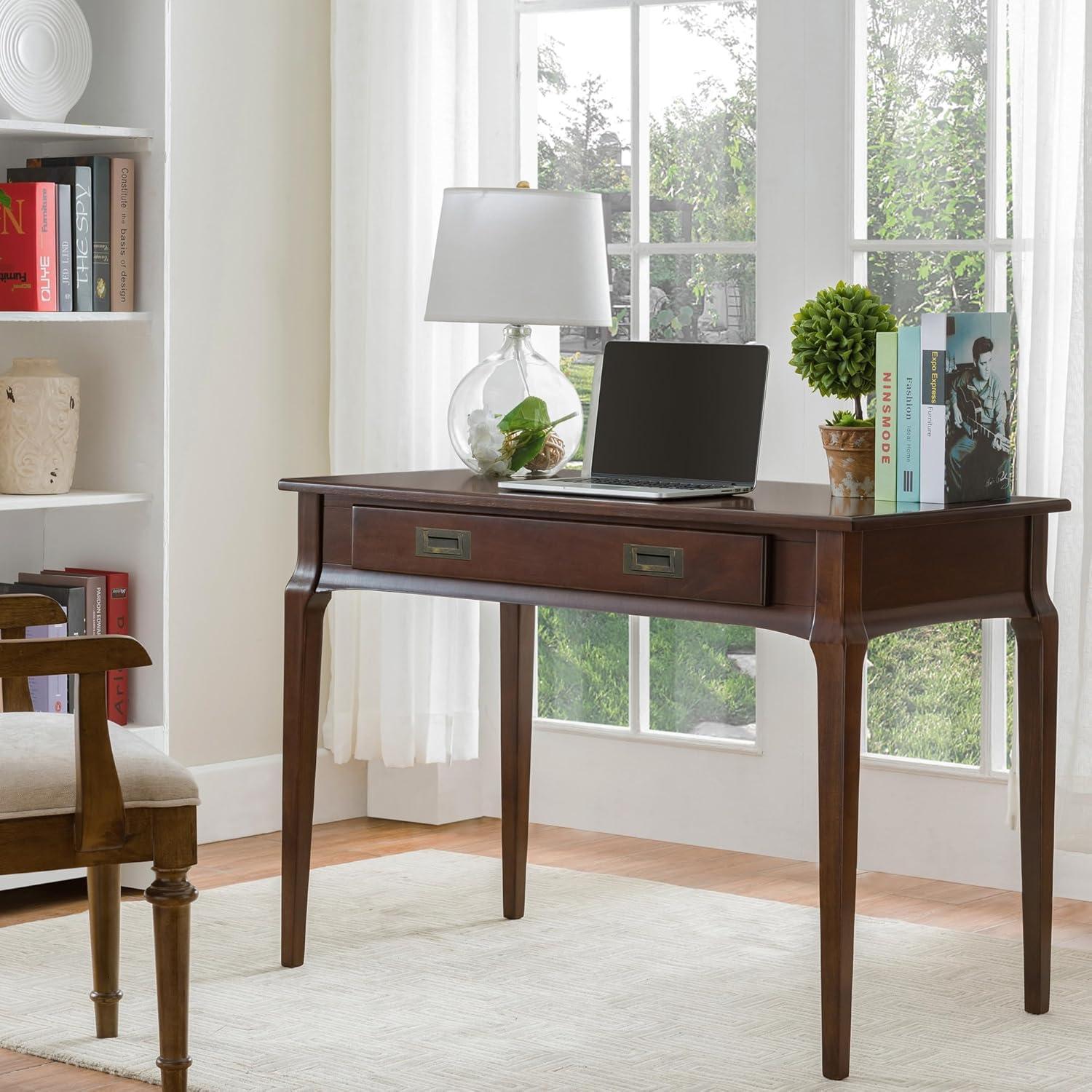 imageLeick Home Cottage White Turned leg Laptop Desk with Center Drawer WhiteHeartwood Cherry