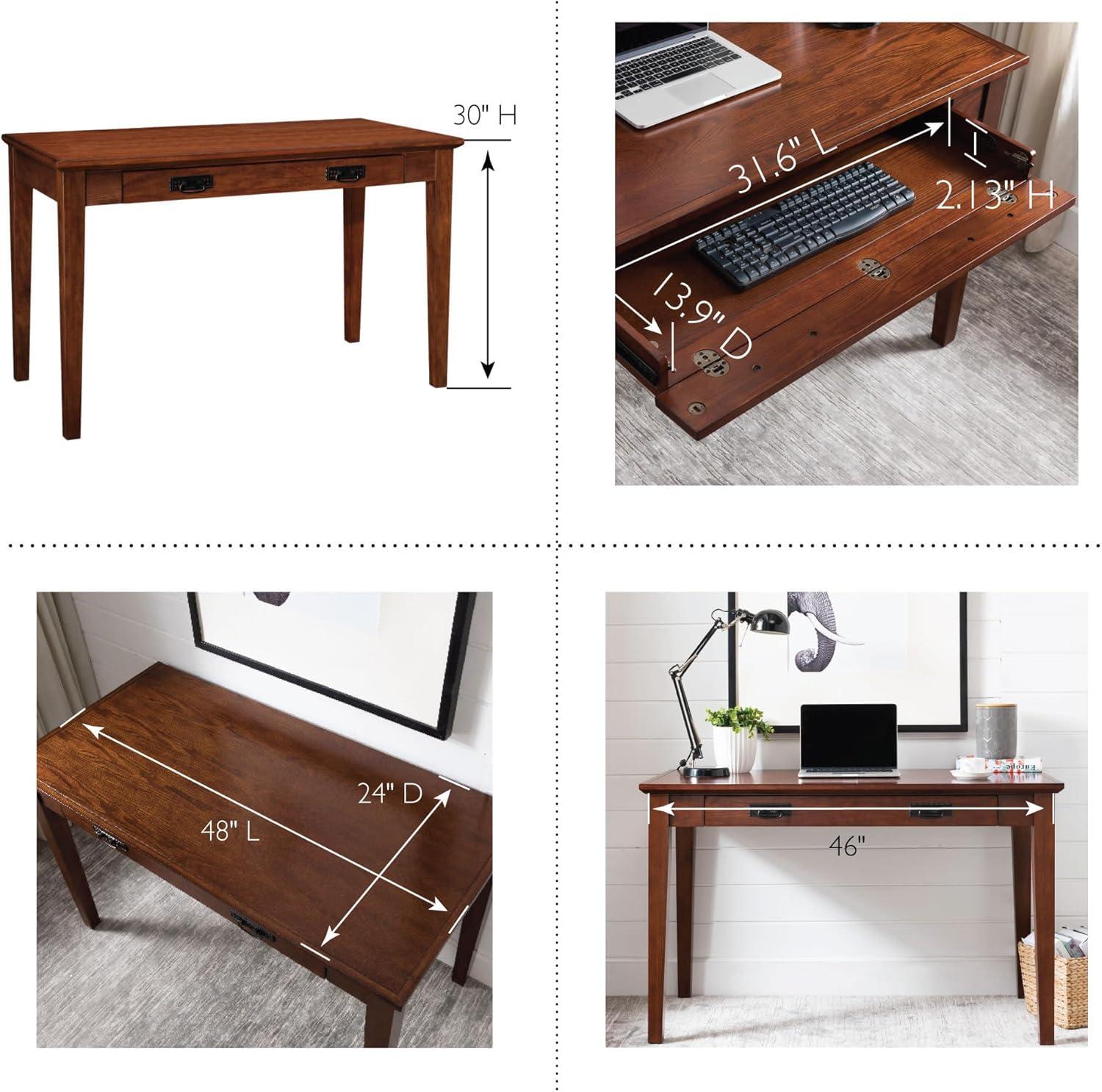 imageLeick Home Cottage White Turned leg Laptop Desk with Center Drawer WhiteMission Oak