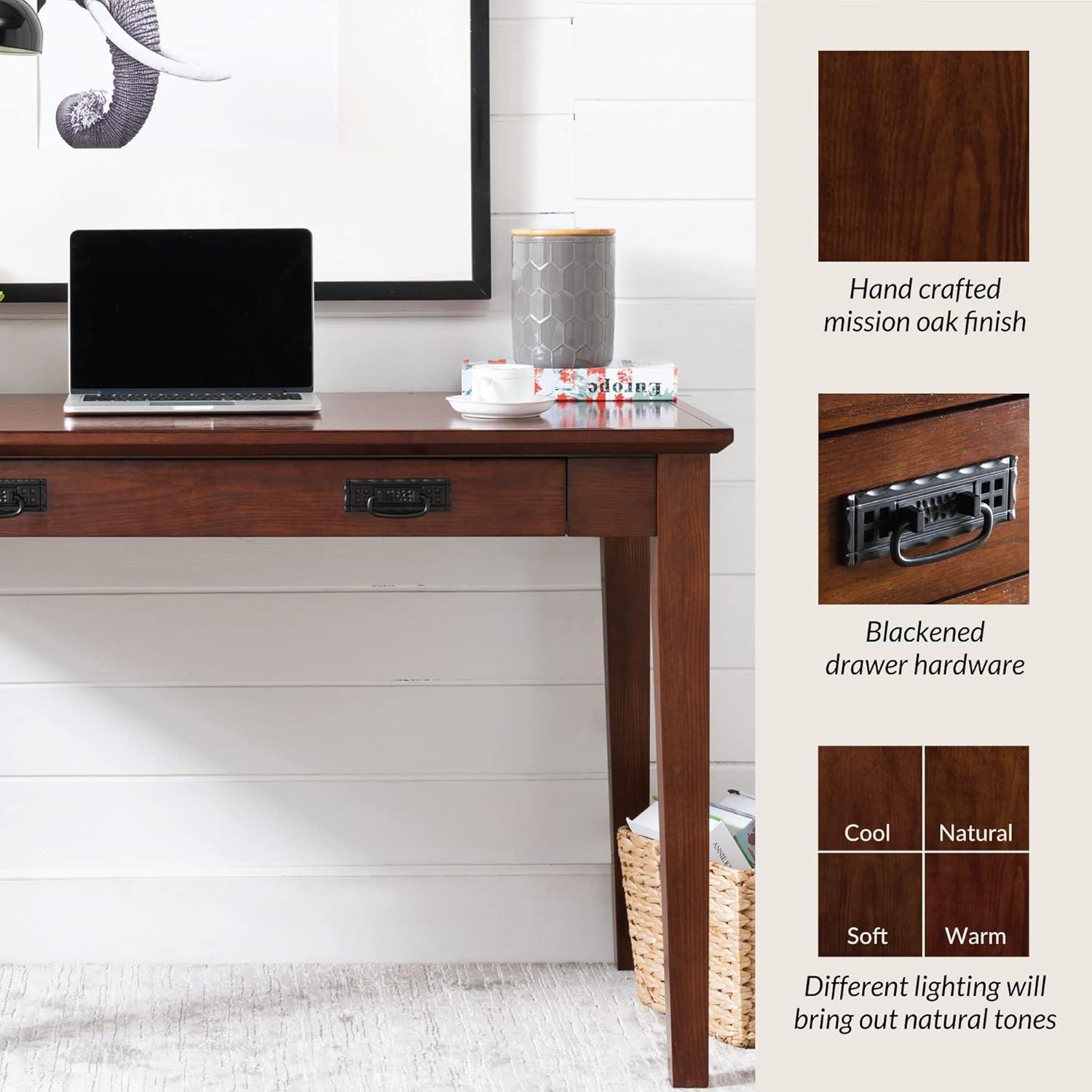 imageLeick Home Cottage White Turned leg Laptop Desk with Center Drawer WhiteMission Oak