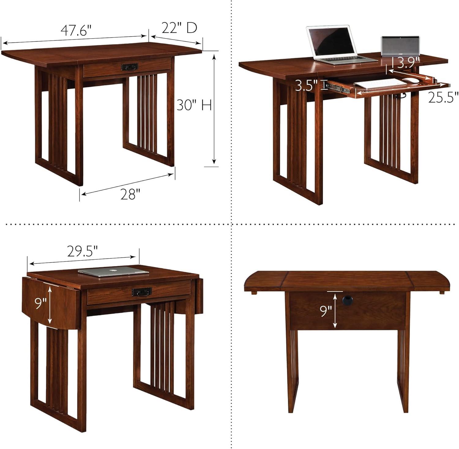 imageLeick Home Cottage White Turned leg Laptop Desk with Center Drawer WhiteMission Oak