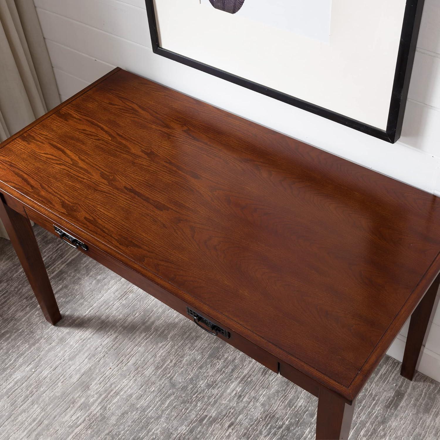 imageLeick Home Cottage White Turned leg Laptop Desk with Center Drawer WhiteMission Oak
