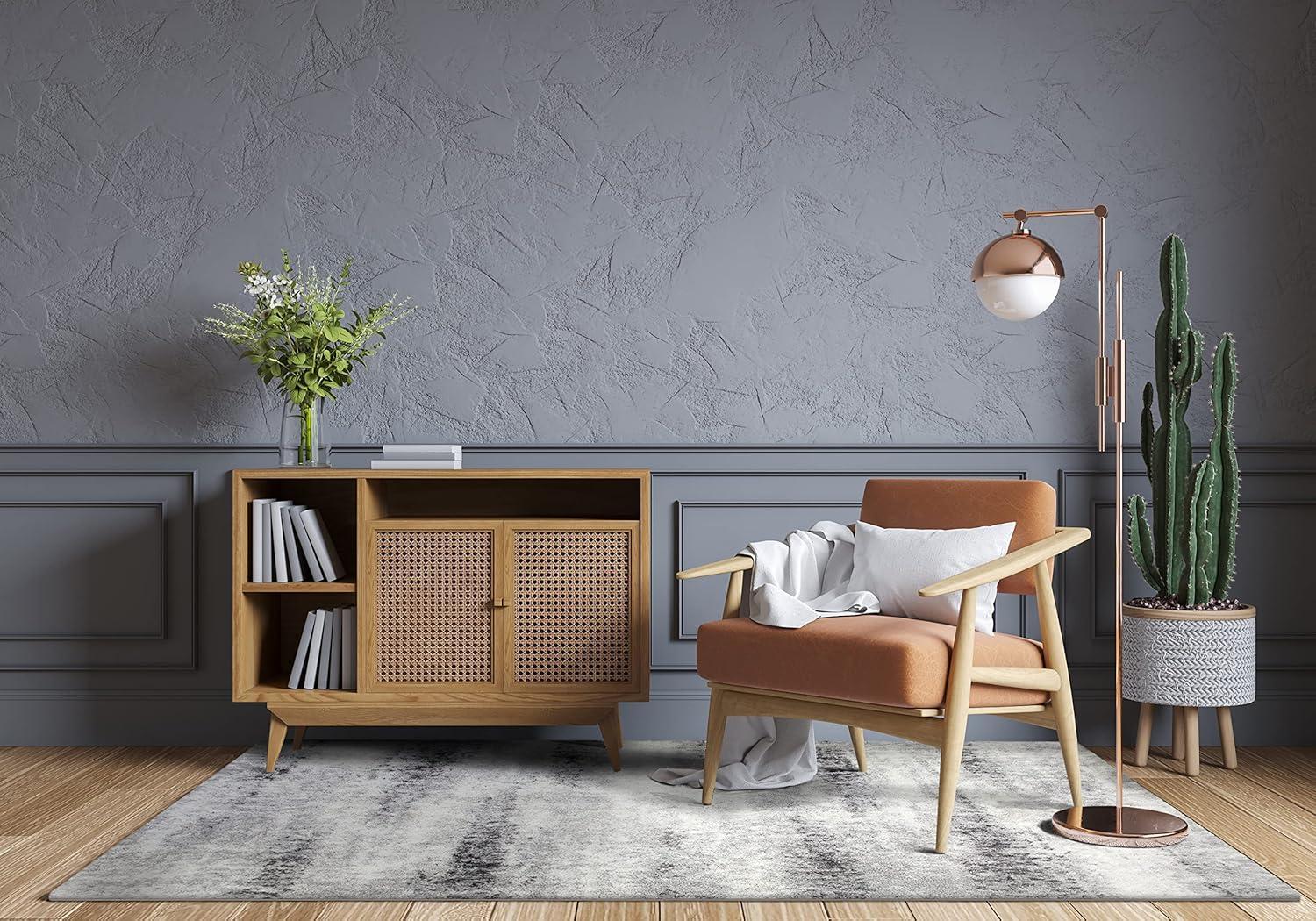 imageLeick Home Zielle Area Rug Soft Shag in Painterly Modern with Rug Pad Gray Living Room Bedroom Office Rectangle 710 x 10