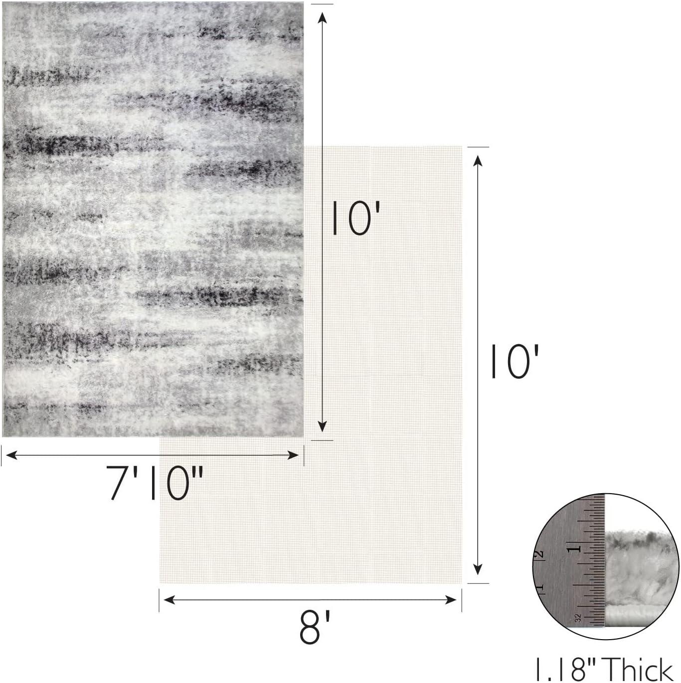 imageLeick Home Zielle Area Rug Soft Shag in Painterly Modern with Rug Pad Gray Living Room Bedroom Office Rectangle 710 x 10