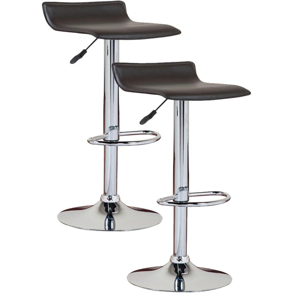 imageLeick Home 10042BL Black Adjustable Swivel Stool with Chrome Base Set of 2 Black