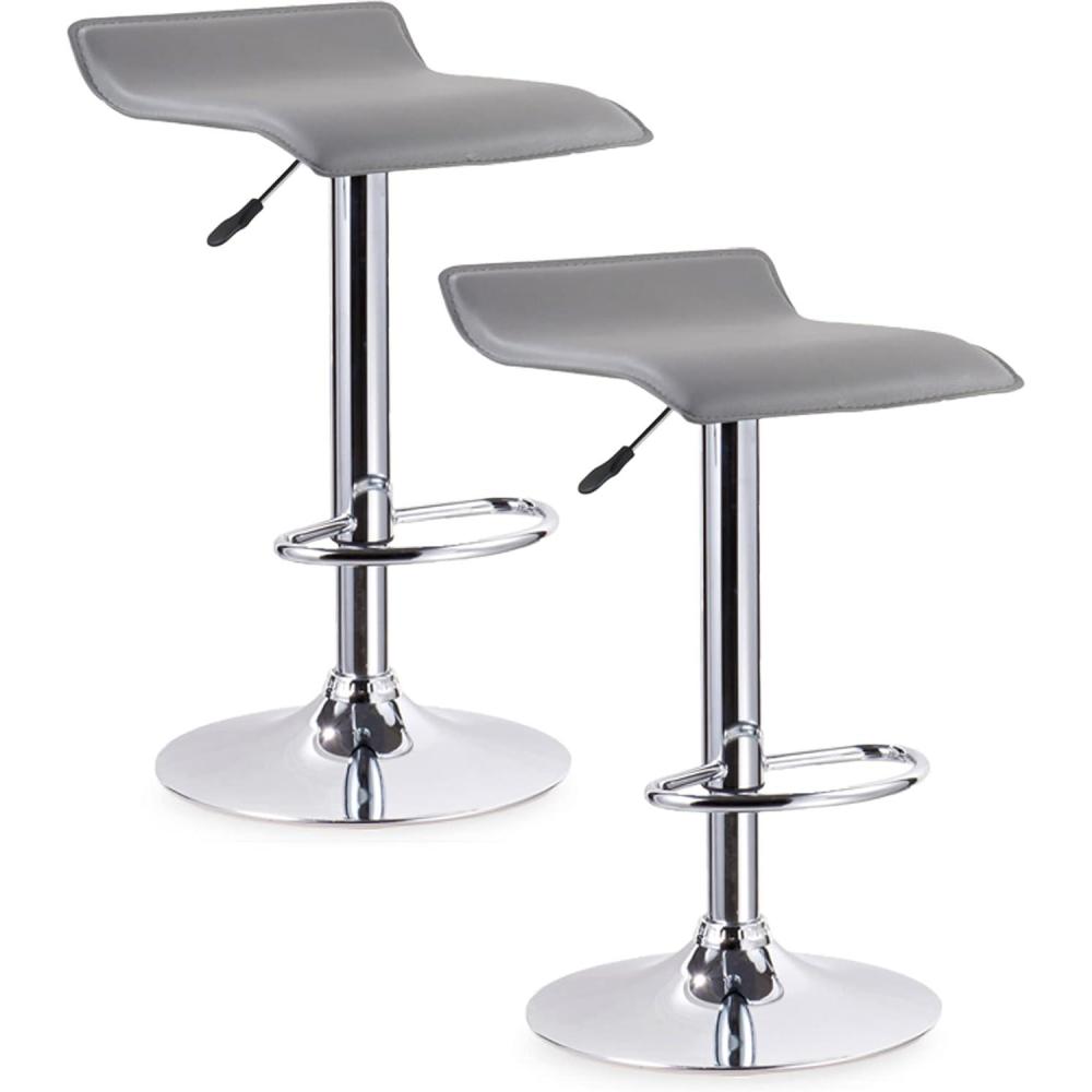 imageLeick Home 10042GR Adjustable Swivel Stool with Chrome Base Set of 2 Gray