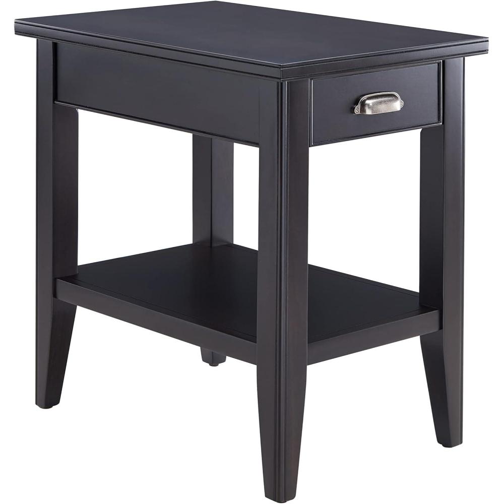 imageLeick Home 10506BK Laurent Chairside Table with Drawer and Display Shelf BlackBlack