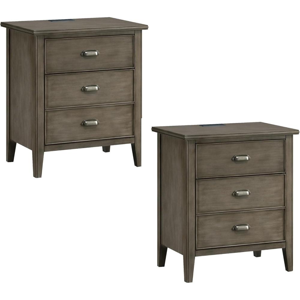 imageLeick Home 10506BK Laurent Chairside Table with Drawer and Display Shelf BlackSmoke Gray