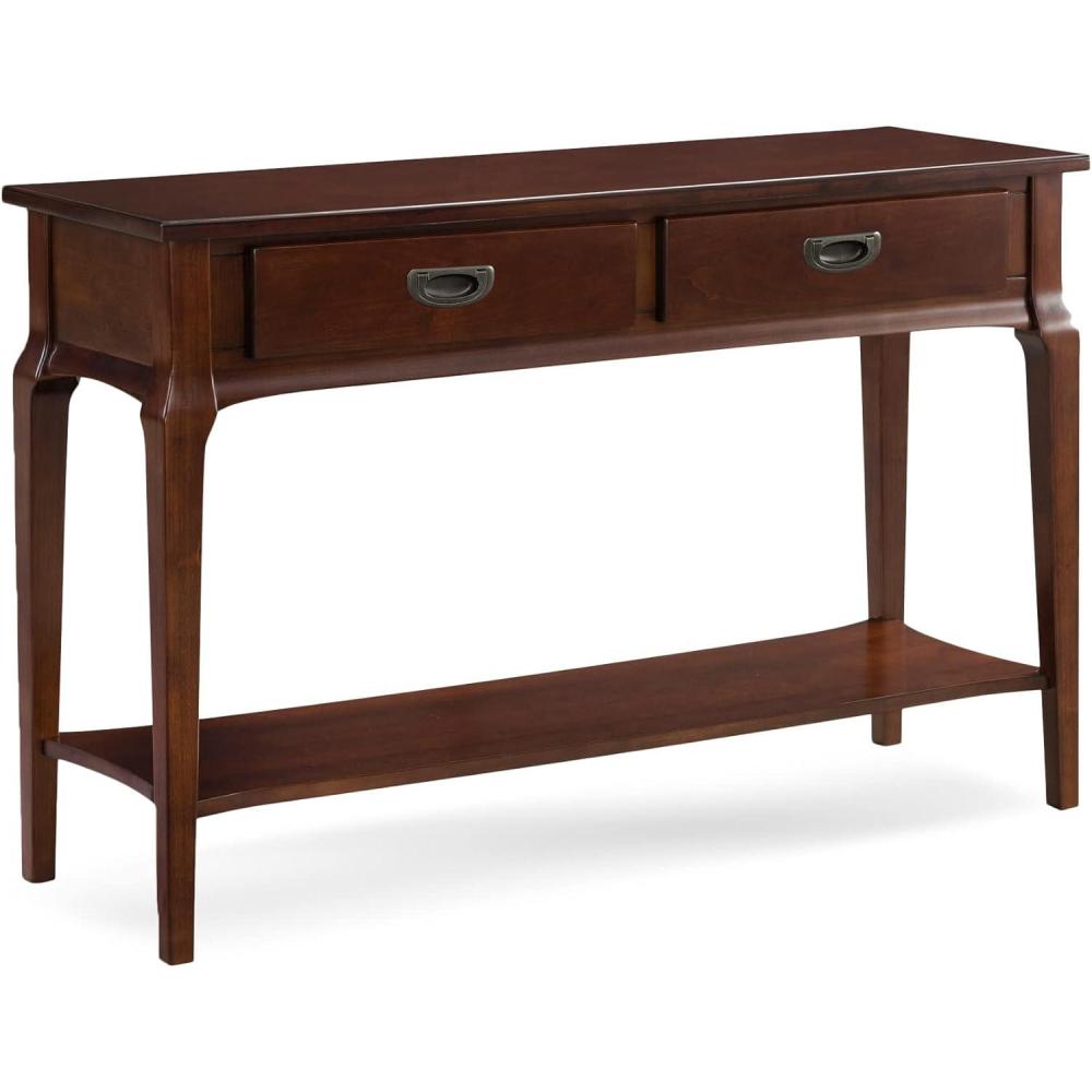 imageLeick Home 22033 Stratus Two Drawer Sofa Table with Shelf Heartwood Cherry