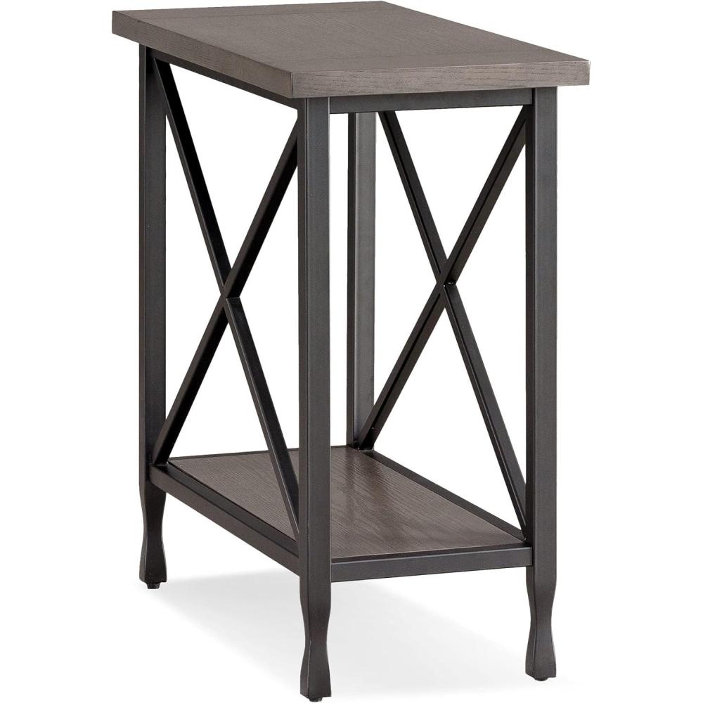 imageLeick Home 23400 Chisel amp Forge Writing Computer Desk with Drop Front Keyboard Drawer Smoke Gray and Matte BlackNarrow End Table