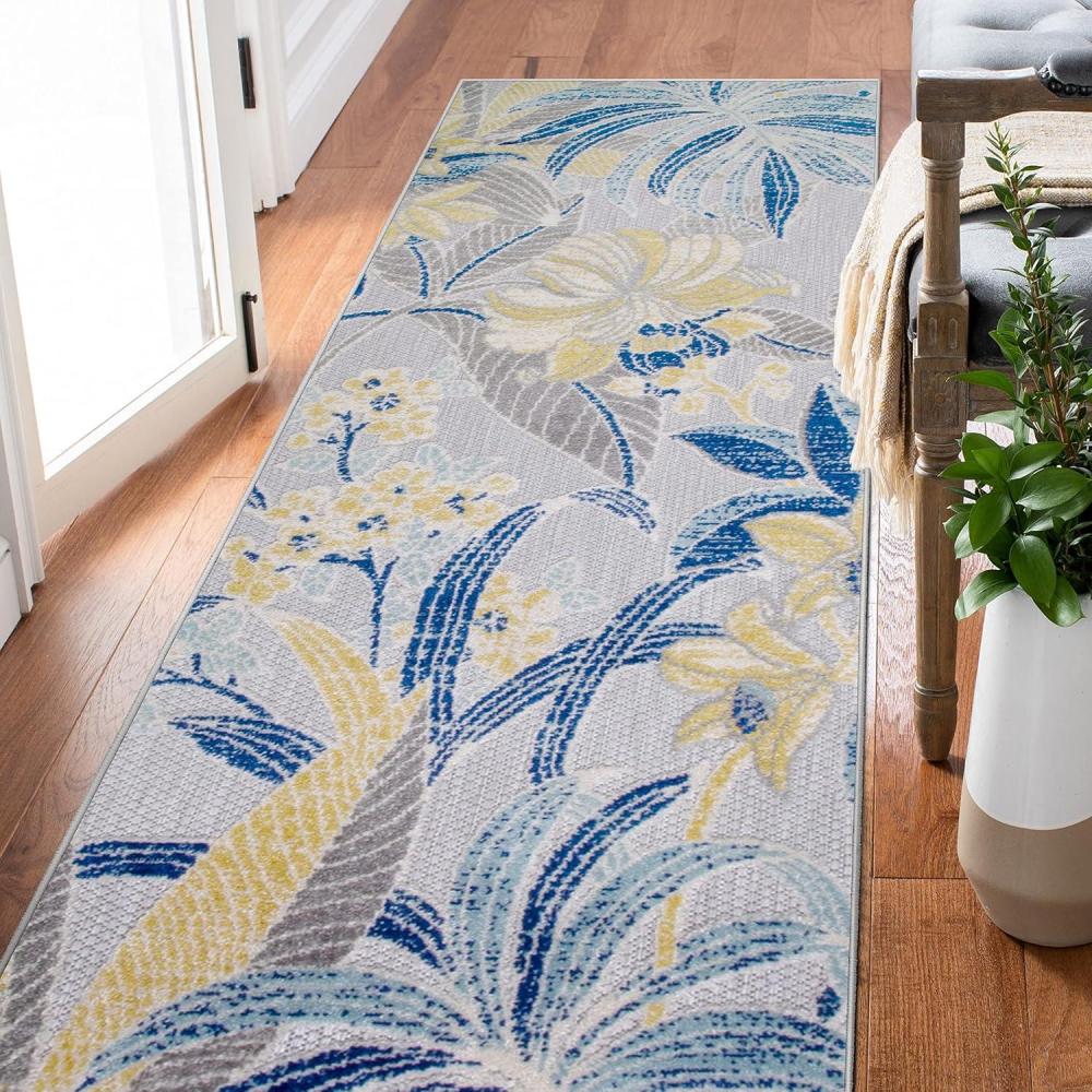 imageLeick Home 595231 Song Runner Floral Indoor Outdoor Area Rug Runner 2x8