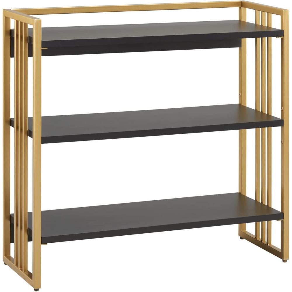 imageLeick Home 70008BLKGD Mixed Metal and Wood Slatted Bookshelf BlackGold
