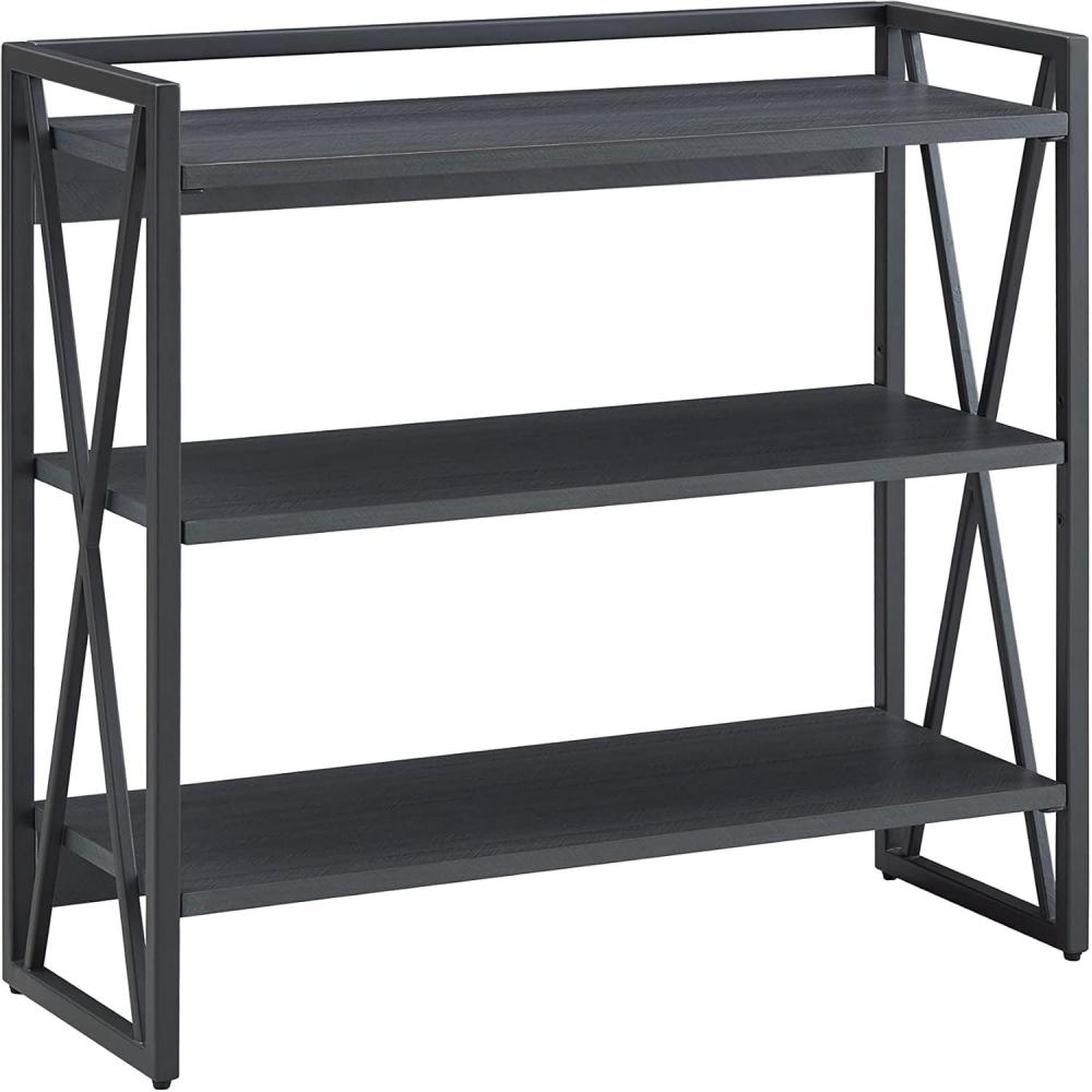 imageLeick Home 70009BLKNK Mixed Metal and Wood X Design Bookshelf GrayMatte Black