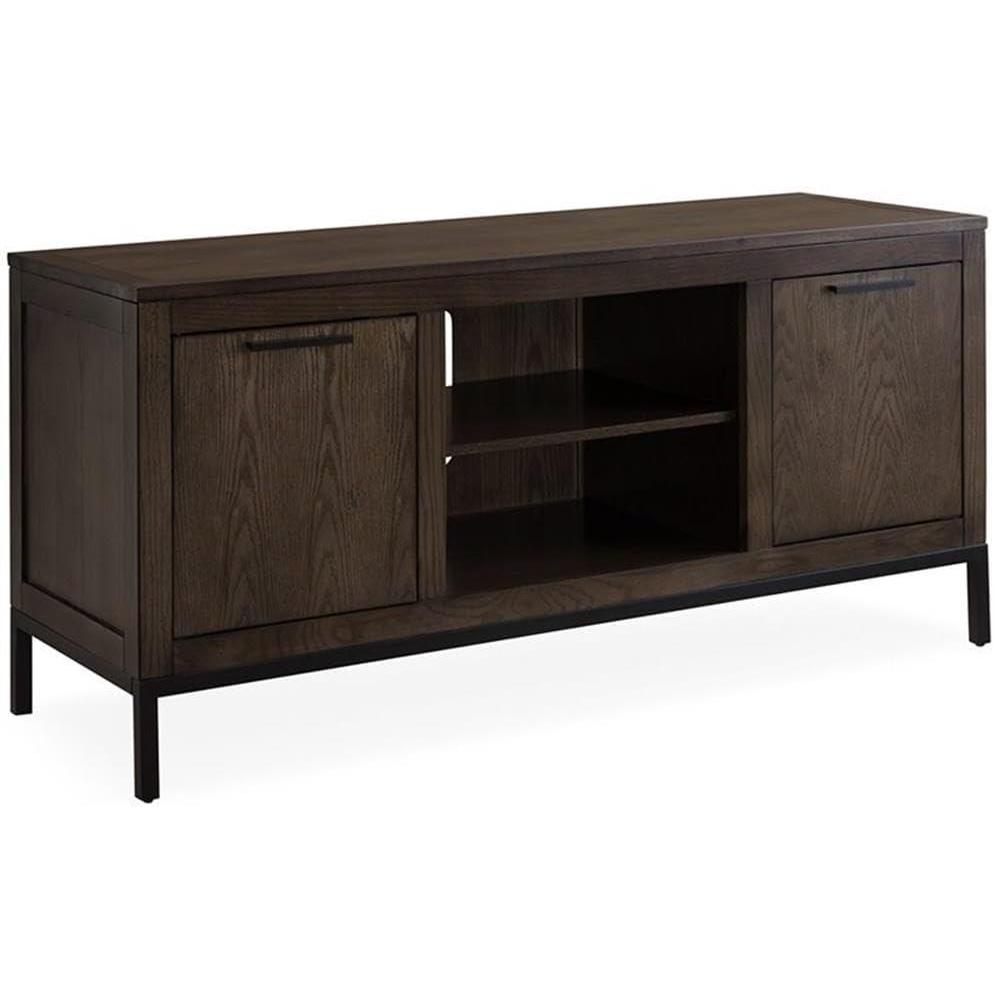 imageLeick Home 89650 Tableau Vintage Oak TV Console on Black Metal Base for 60 TVs Distressed RiverstoneDistressed Riverstone