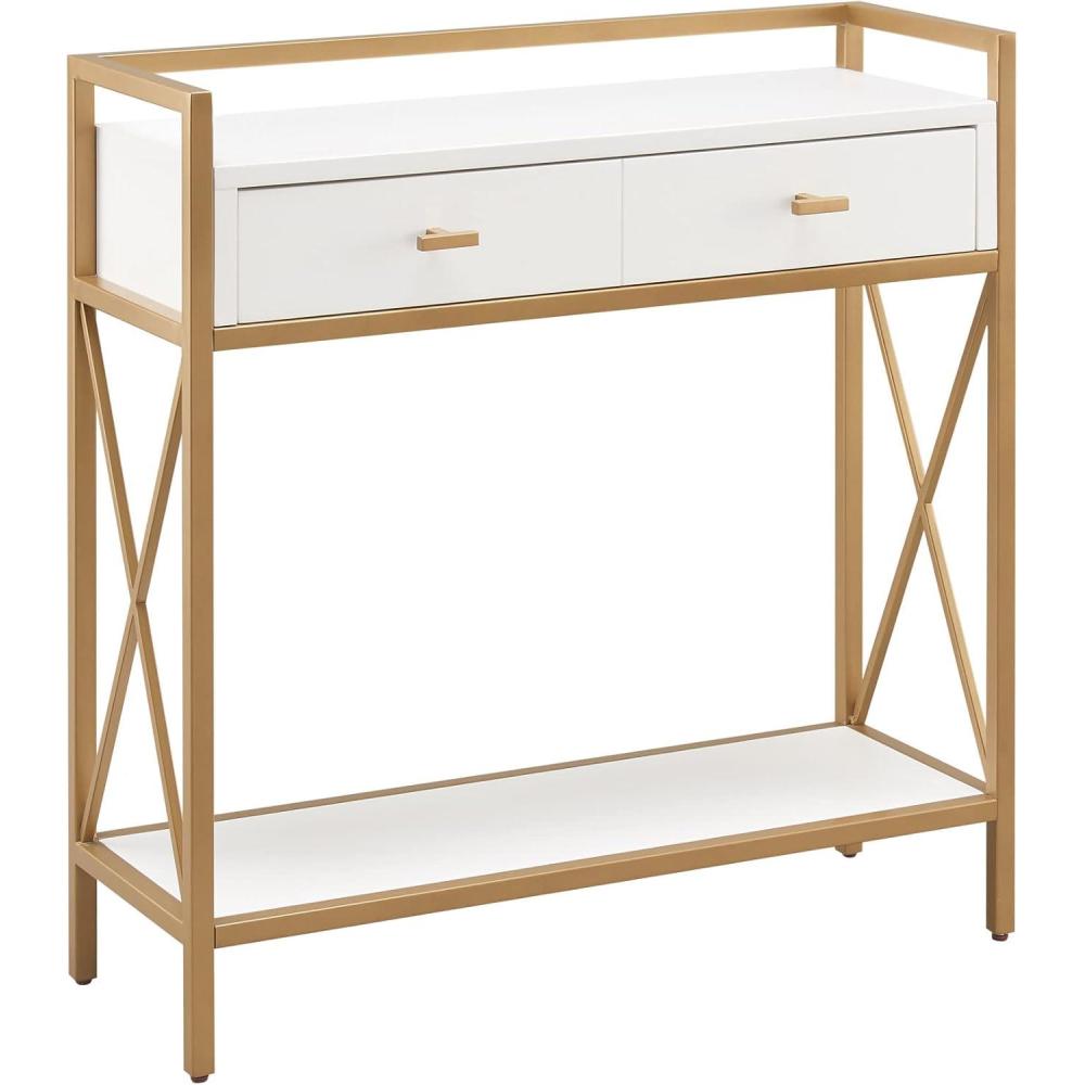 imageLeick Home 9231WTGL Claudette Mixed Metal and Wood Hall Stand WhiteGold