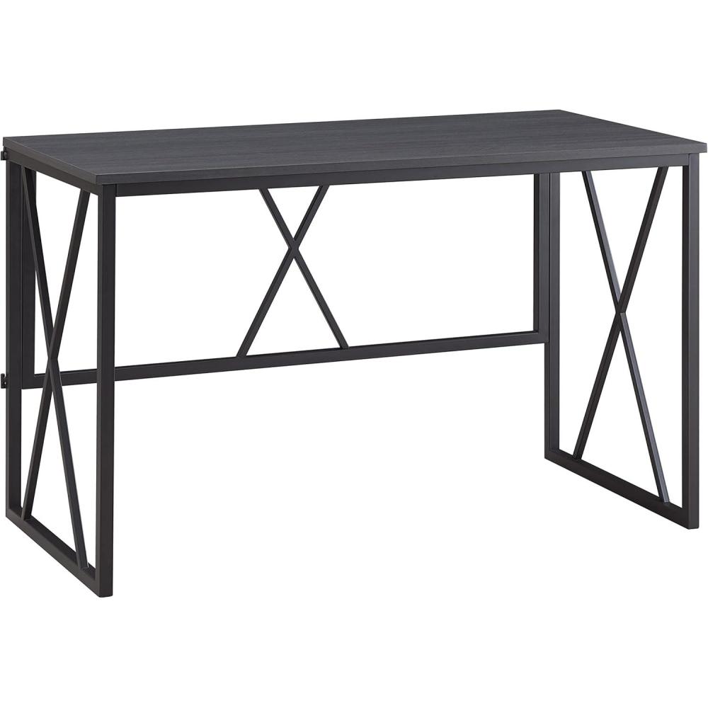 imageLeick Home Collapsible X Writing Computer Desk Space Saving for Bedroom Home Office Small Spaces Fully Assembled in Gray HerringboneMatte Black 70002BLKNK