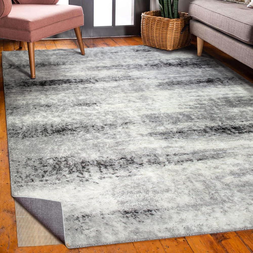 imageLeick Home Zielle Area Rug Soft Shag in Painterly Modern with Rug Pad Gray Living Room Bedroom Office Rectangle 710 x 10