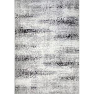 Leick Home 594614 Zielle Soft Shag Painterly Modern Rug Gray Living Room Bedroom Area Rug Rectangle 7’10” x 10′