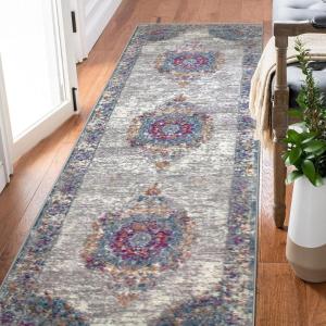 Leick Home 596072 Oryn Runner Vintage Multicolor Medallion Boho Chic Living Room Bedroom Area Rug Runner 2’2″ x 7’7″(2’2″ x 7’7″ (Rectangular))