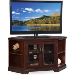 Leick Home 81287 Bronze Glass Door Corner TV Stand with Bookcases for 50″ TV’s, Chocolate Cherry