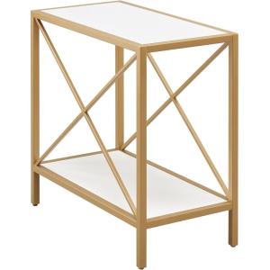 Leick Home 9217-WTGL Claudette Mixed Metal and Wood Narrow End Table, White/Gold(White/Gold)