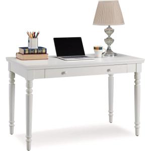 Leick Home Cottage White Turned leg Laptop Desk with Center Drawer, White(Cottage White)