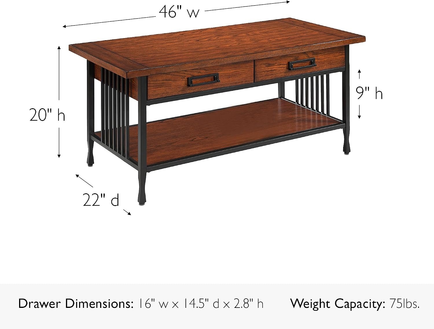 image:imageLeick Home Laurent Coffee Table 39 Chocolate CherryMission Oak Matte Black