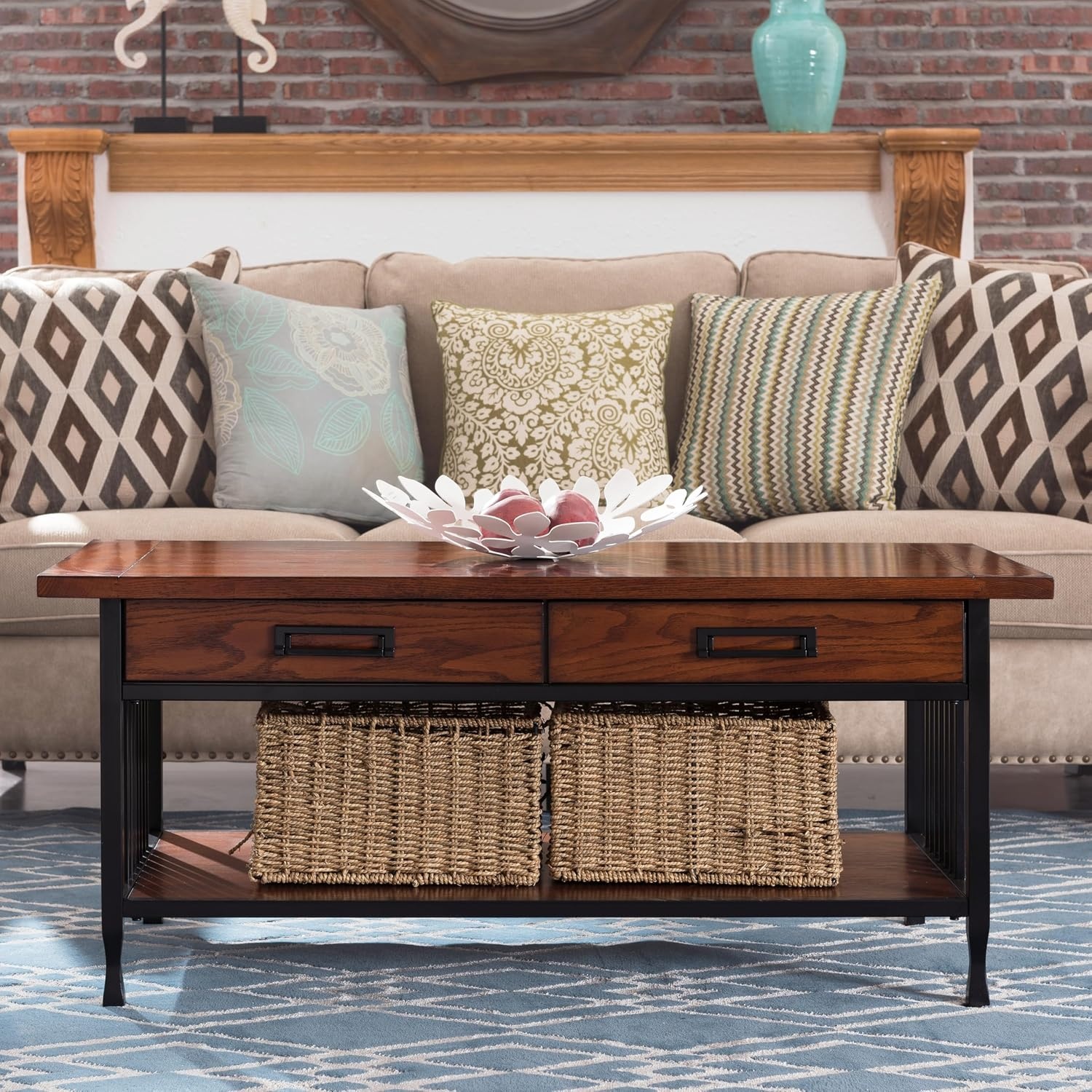 image:imageLeick Home Laurent Coffee Table 39 Chocolate CherryMission Oak Matte Black